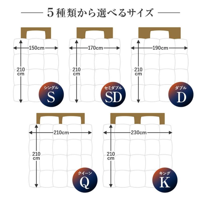 シングル】暁-AKATSUKI- スタンダード合掛け羽毛布団 150 x 210cm